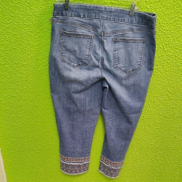 Chico's Blue Ankle Cropped Jeans with Distressed Details - Picture 3 of 3